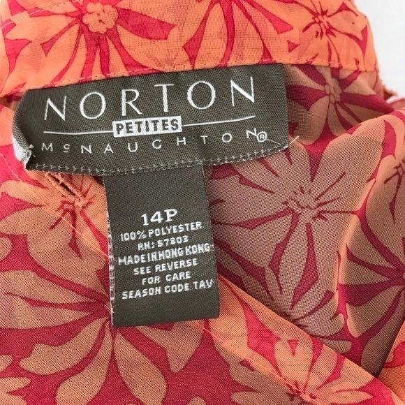 *4/$20* Norton McNaughton Sheer Orange Floral Top - Picture 4 of 5